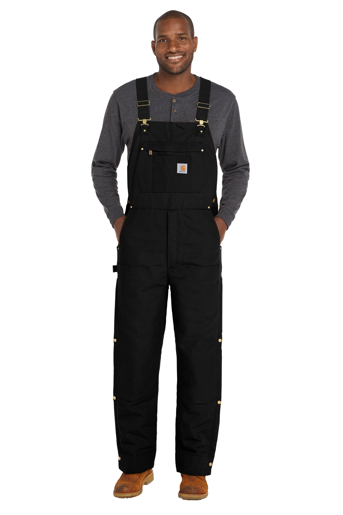 Carhartt Tall Firm Duck Insulated Bib Overalls in Black - custom logo apparel by Buckeye Branding Co.