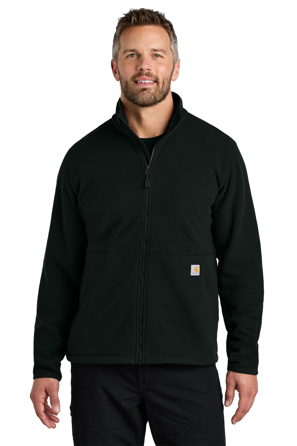 Carhartt Textured Full-Zip Fleece Jacket in Black - custom logo apparel by Buckeye Branding Co.