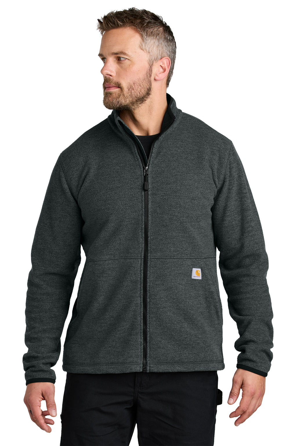 Carhartt Textured Full-Zip Fleece Jacket in Carbon Heather - custom logo apparel by Buckeye Branding Co.
