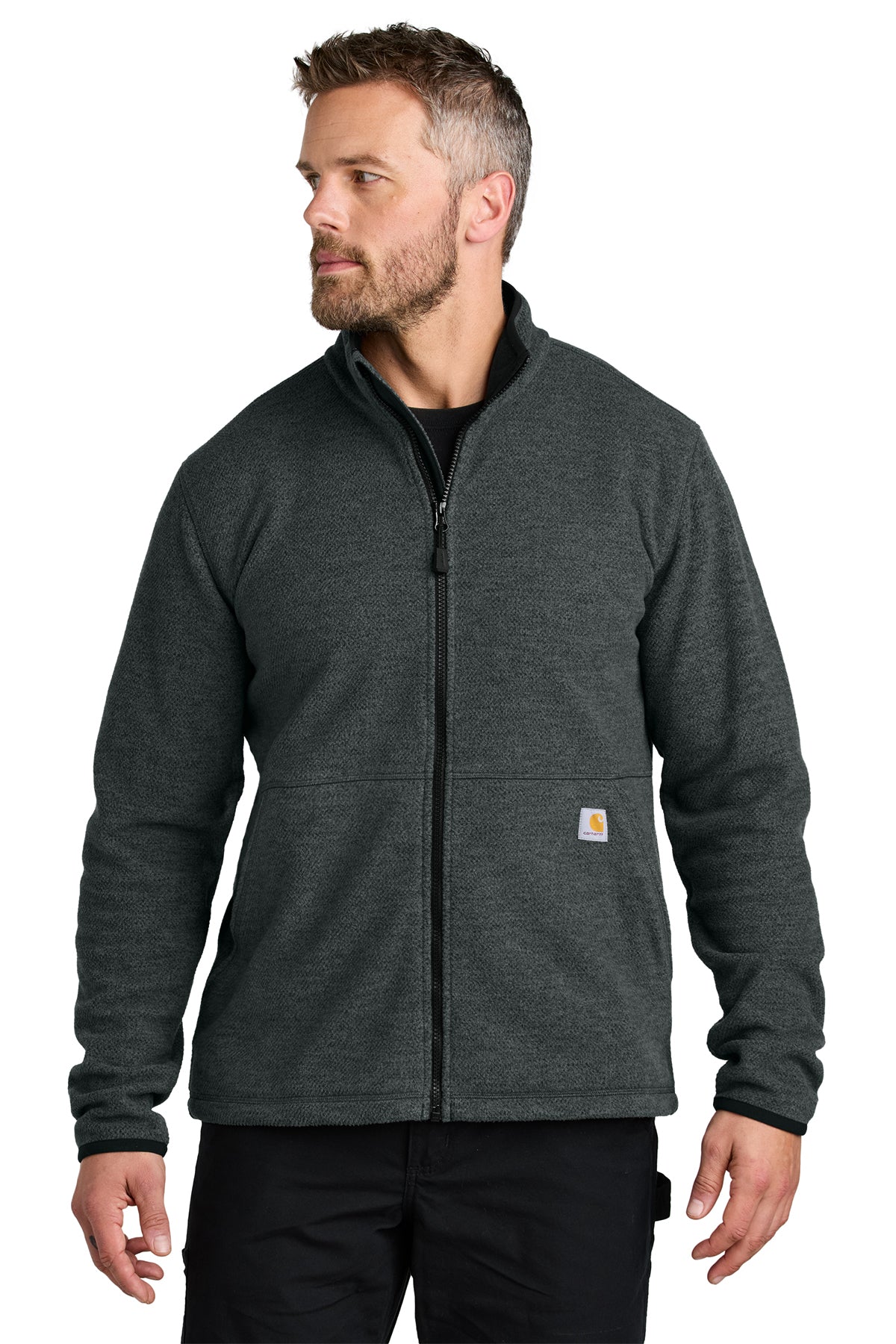 Carhartt Textured Full-Zip Fleece Jacket in Carbon Heather - custom logo apparel by Buckeye Branding Co.