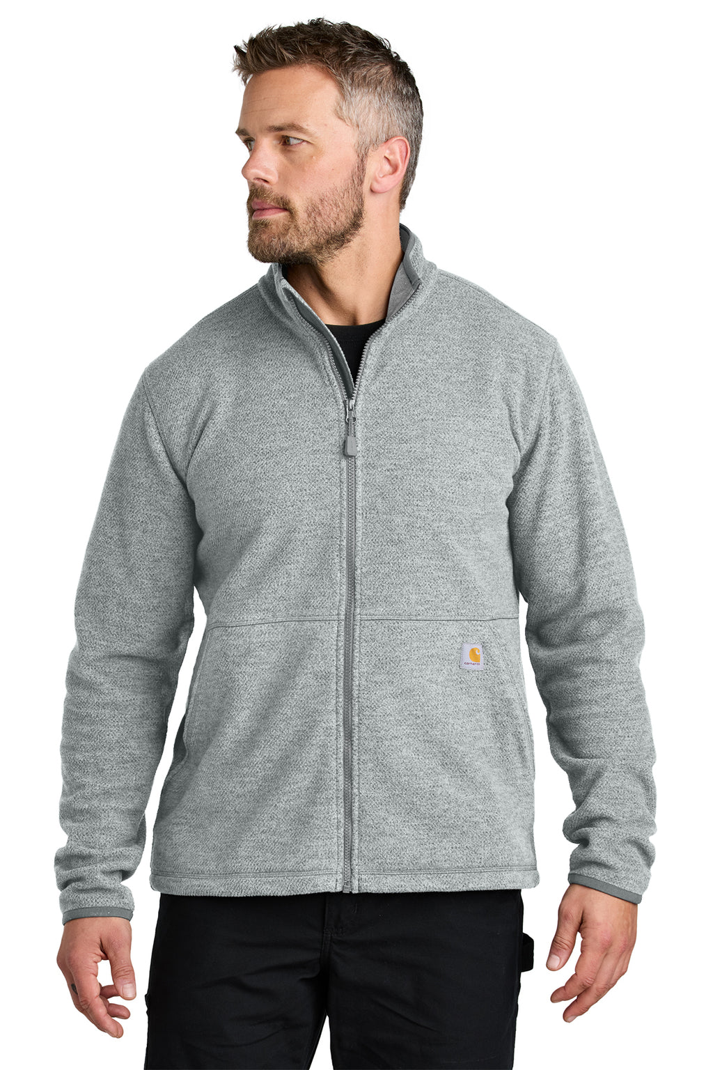 Carhartt Textured Full-Zip Fleece Jacket in Heather Grey - custom logo apparel by Buckeye Branding Co.