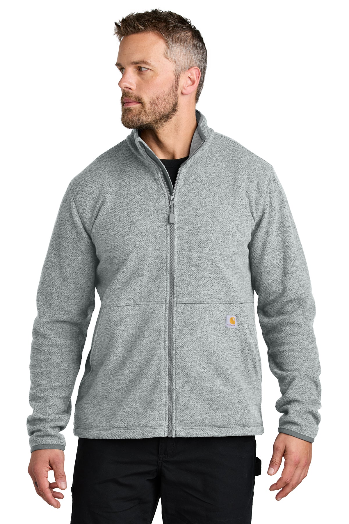 Carhartt Textured Full-Zip Fleece Jacket in Heather Grey - custom logo apparel by Buckeye Branding Co.