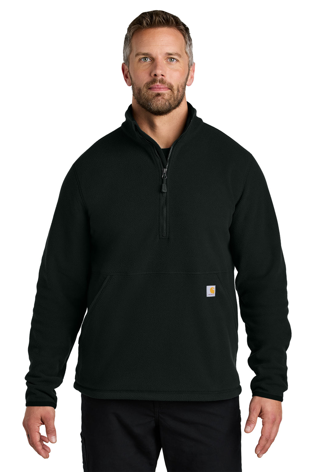 Carhartt Textured Half-Zip Fleece Jacket in Black - custom logo apparel by Buckeye Branding Co.