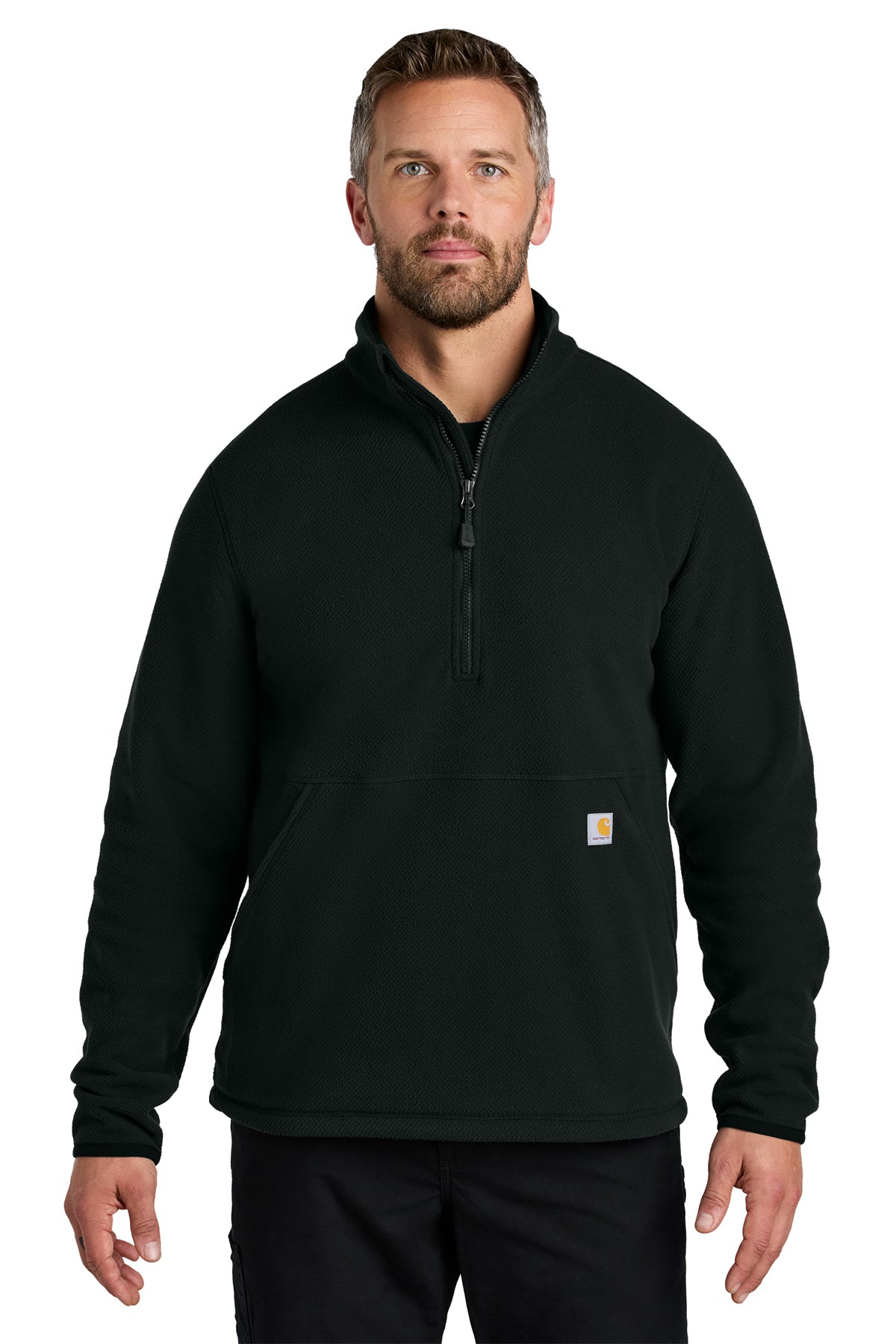 Carhartt Textured Half-Zip Fleece Jacket in Black - custom logo apparel by Buckeye Branding Co.