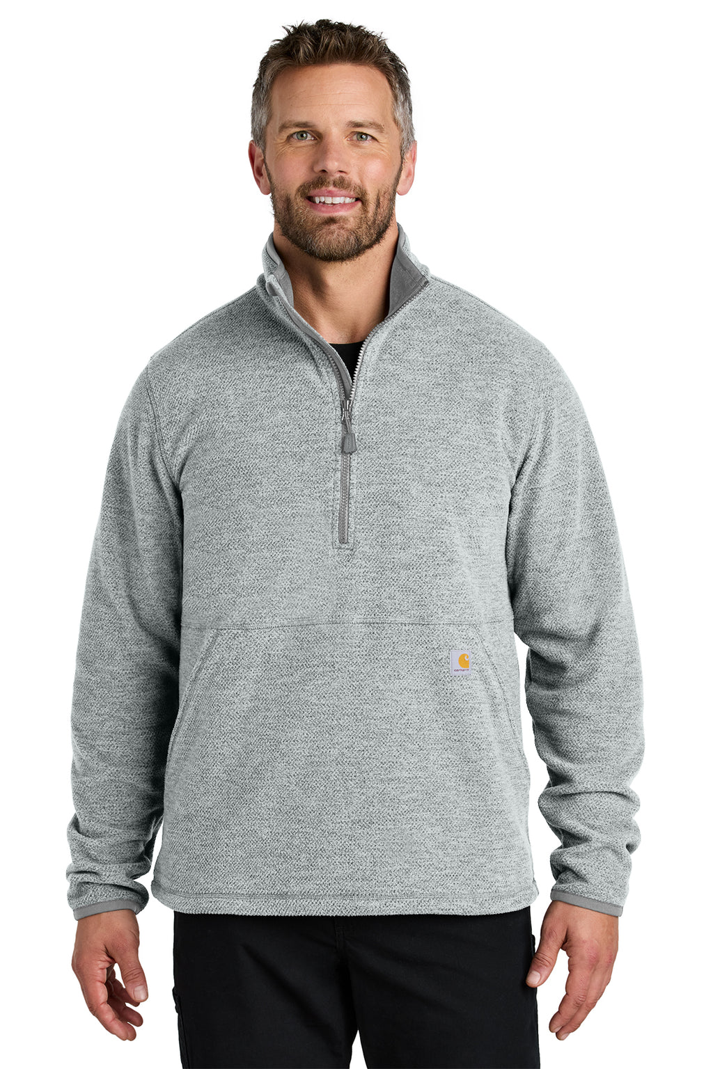 Carhartt Textured Half-Zip Fleece Jacket in Heather Grey - custom logo apparel by Buckeye Branding Co.