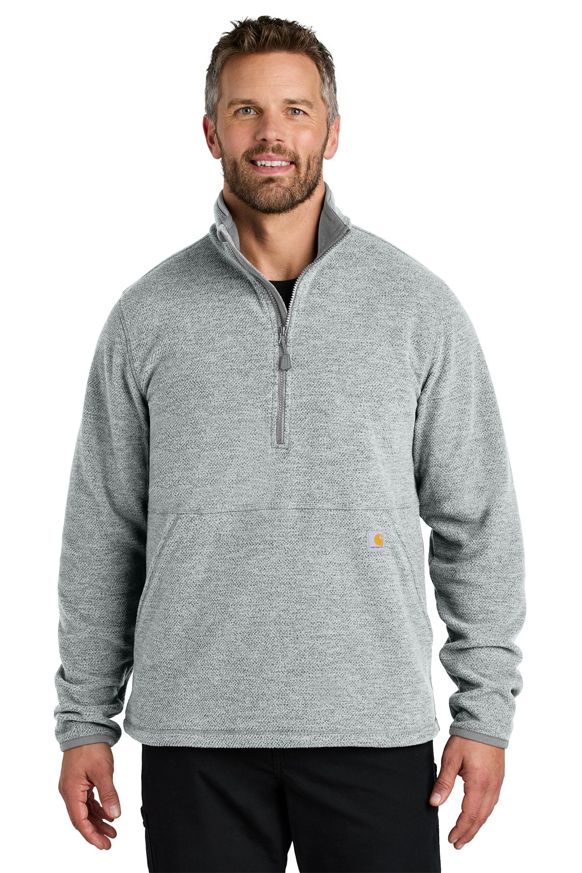 Carhartt Textured Half-Zip Fleece Jacket in Heather Grey - custom logo apparel by Buckeye Branding Co.