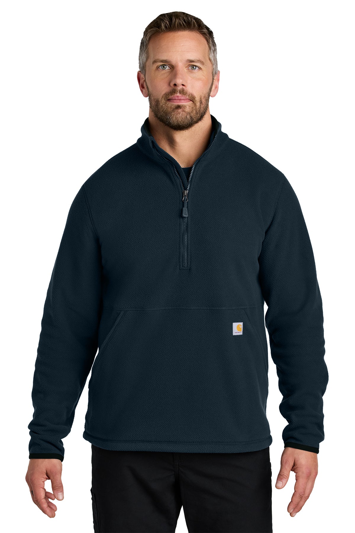 Carhartt Textured Half-Zip Fleece Jacket in Navy - custom logo apparel by Buckeye Branding Co.
