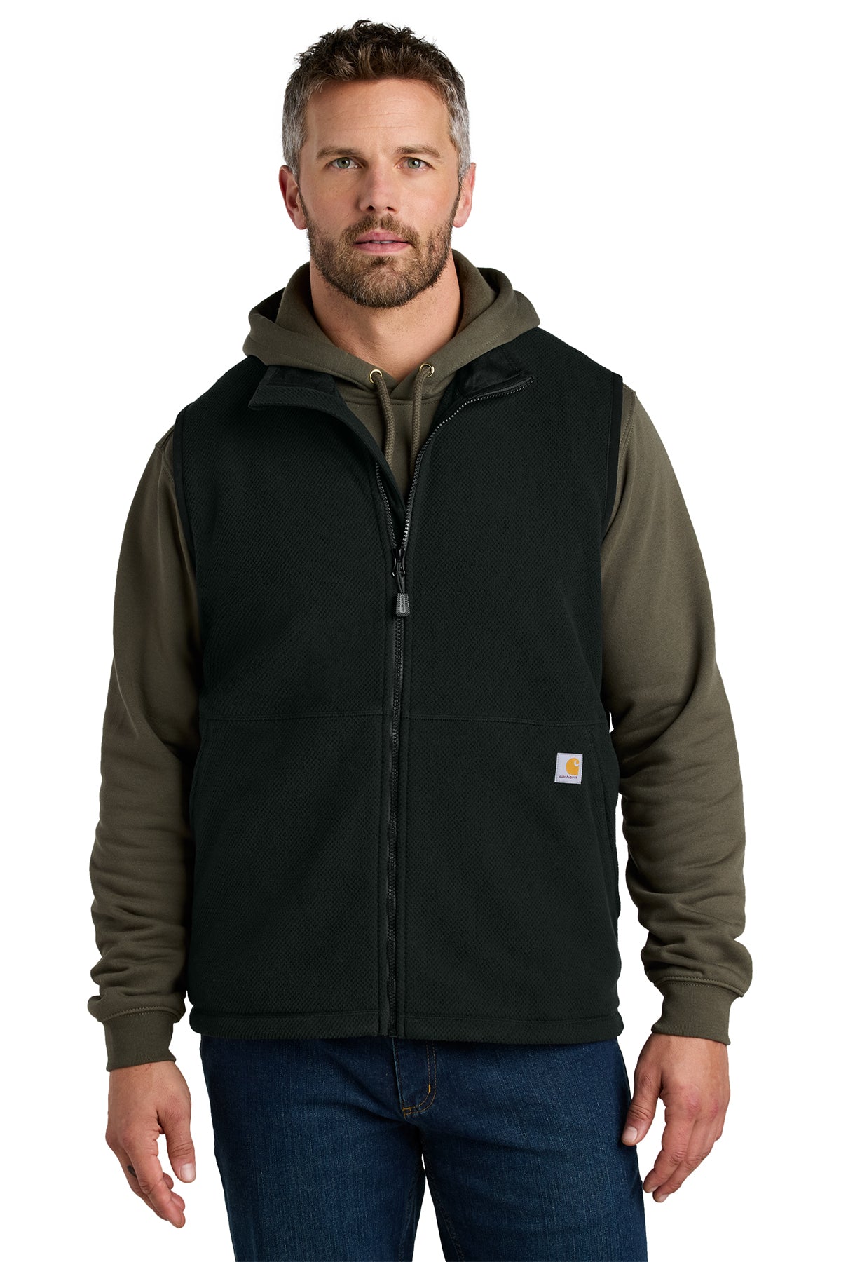 Carhartt Textured Fleece Vest in Black - custom logo apparel by Buckeye Branding Co.