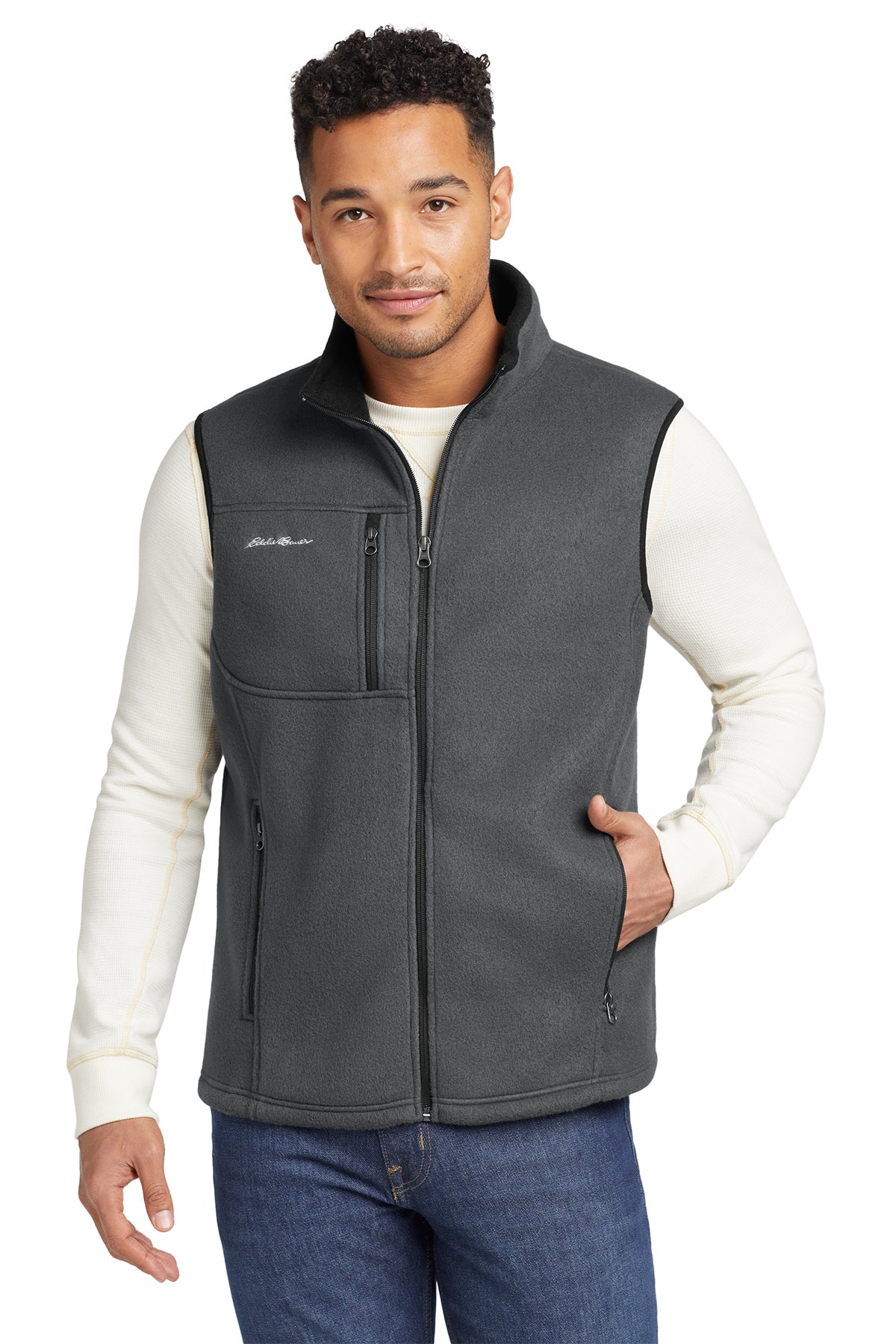 Eddie Bauer Fleece Vest in Grey Steel - custom logo apparel by Buckeye Branding Co.