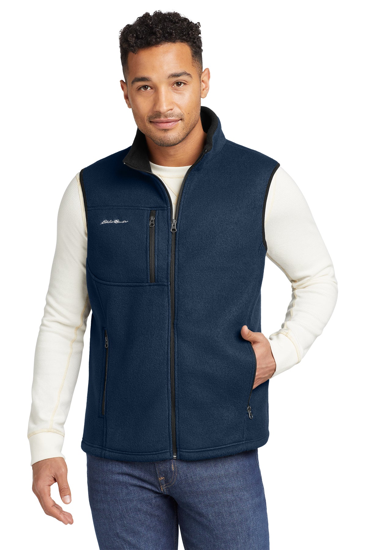 Eddie Bauer Fleece Vest in River Blue Navy - custom logo apparel by Buckeye Branding Co.