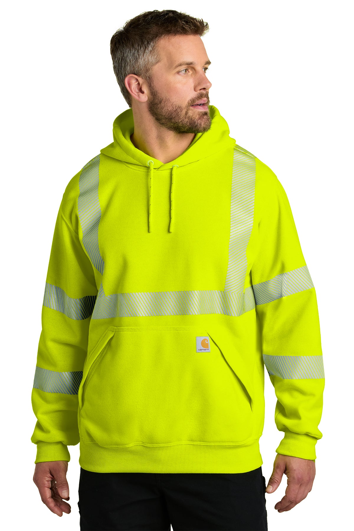 Carhartt ANSI 107 Class 3 Hooded Sweatshirt in Brite Lime - custom logo apparel by Buckeye Branding Co.