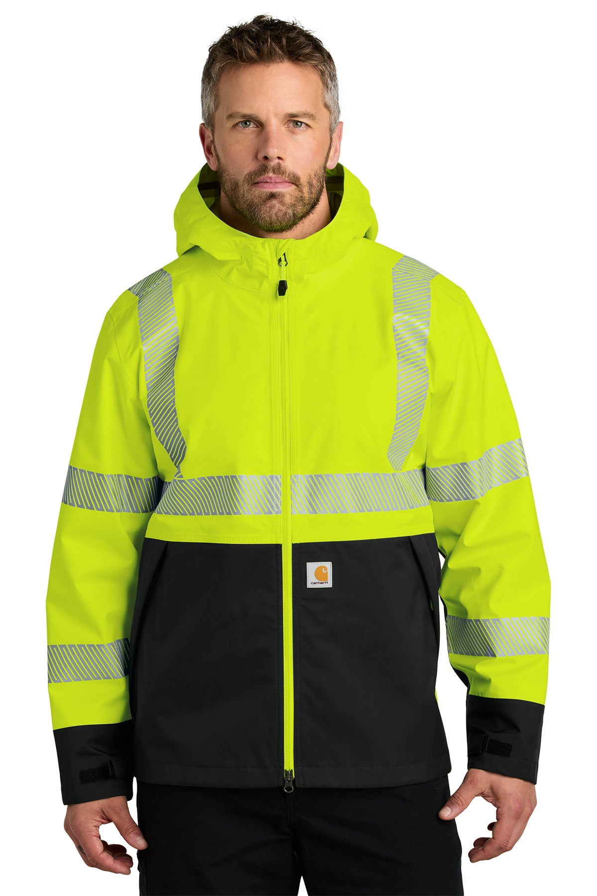 Carhartt ANSI 107 Class 3 Storm Defender Jacket in Brite Lime - custom logo apparel by Buckeye Branding Co.
