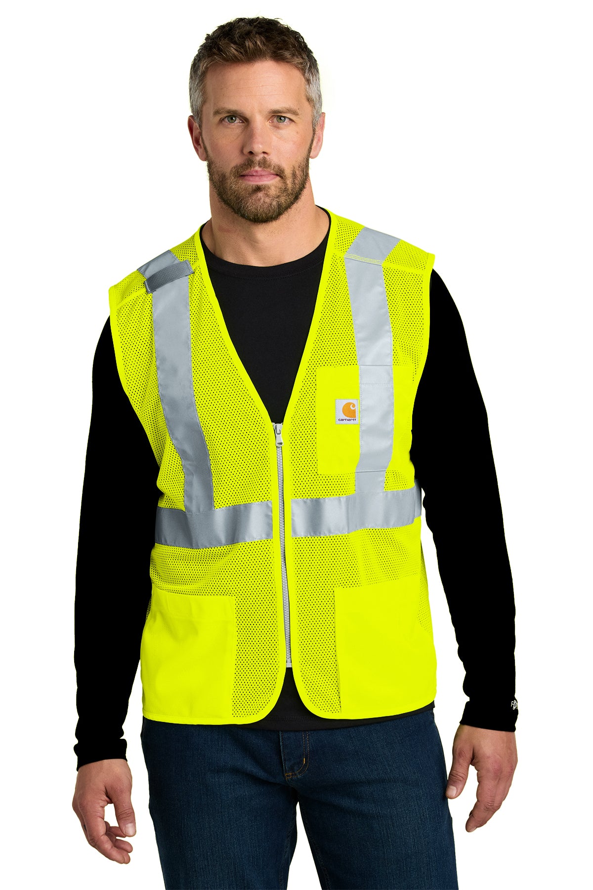 Carhartt ANSI Class 2 Mesh Zip-Front Vest in Brite Lime - custom logo apparel by Buckeye Branding Co.