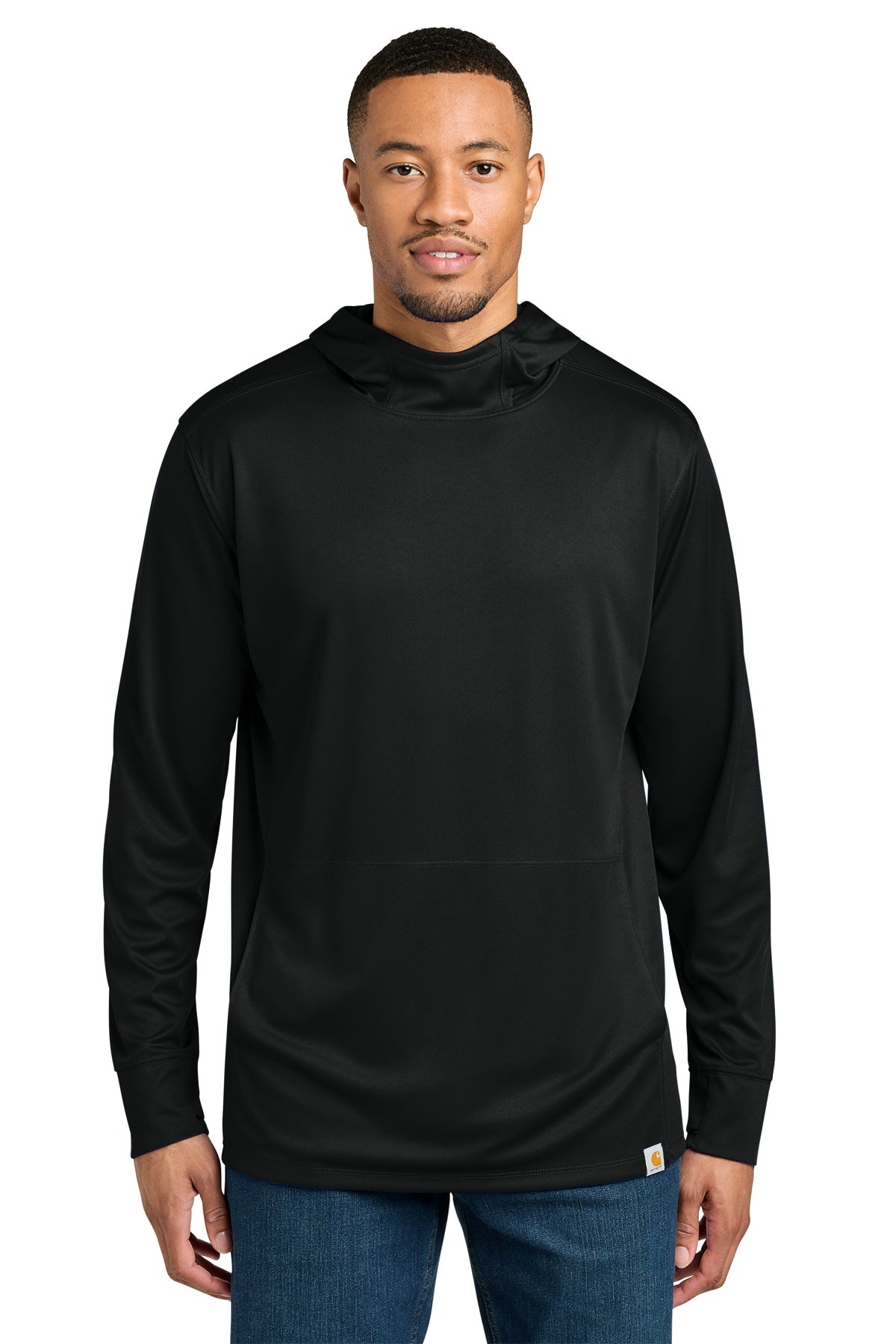 Carhartt Force Sun Defender Long Sleeve Hooded T-Shirt in Black - custom logo apparel by Buckeye Branding Co.