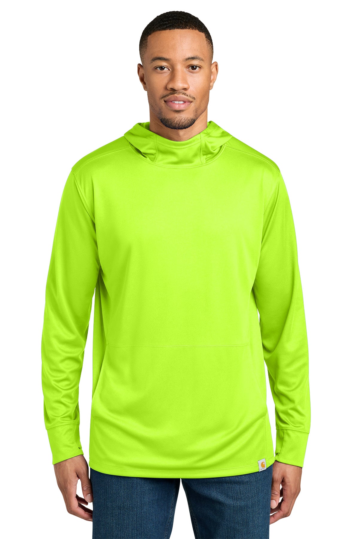 Carhartt Force Sun Defender Long Sleeve Hooded T-Shirt in Brite Lime - custom logo apparel by Buckeye Branding Co.