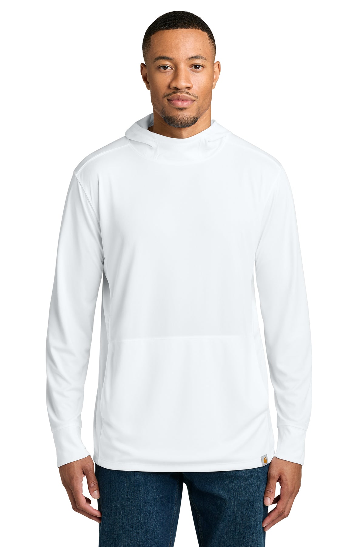Carhartt Force Sun Defender Long Sleeve Hooded T-Shirt in White - custom logo apparel by Buckeye Branding Co.