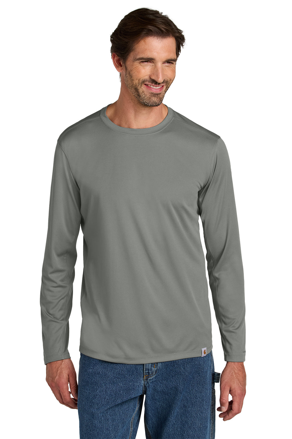 Carhartt Force Sun Defender Long Sleeve T-Shirt in Asphalt Grey - custom logo apparel by Buckeye Branding Co.