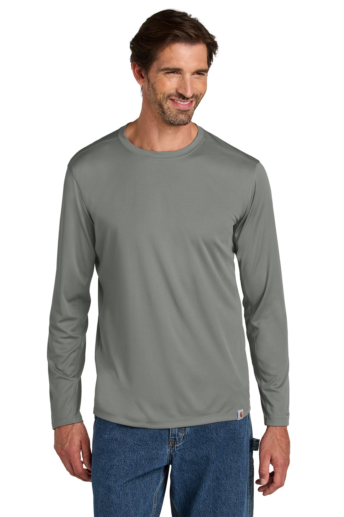 Carhartt Force Sun Defender Long Sleeve T-Shirt in Asphalt Grey - custom logo apparel by Buckeye Branding Co.