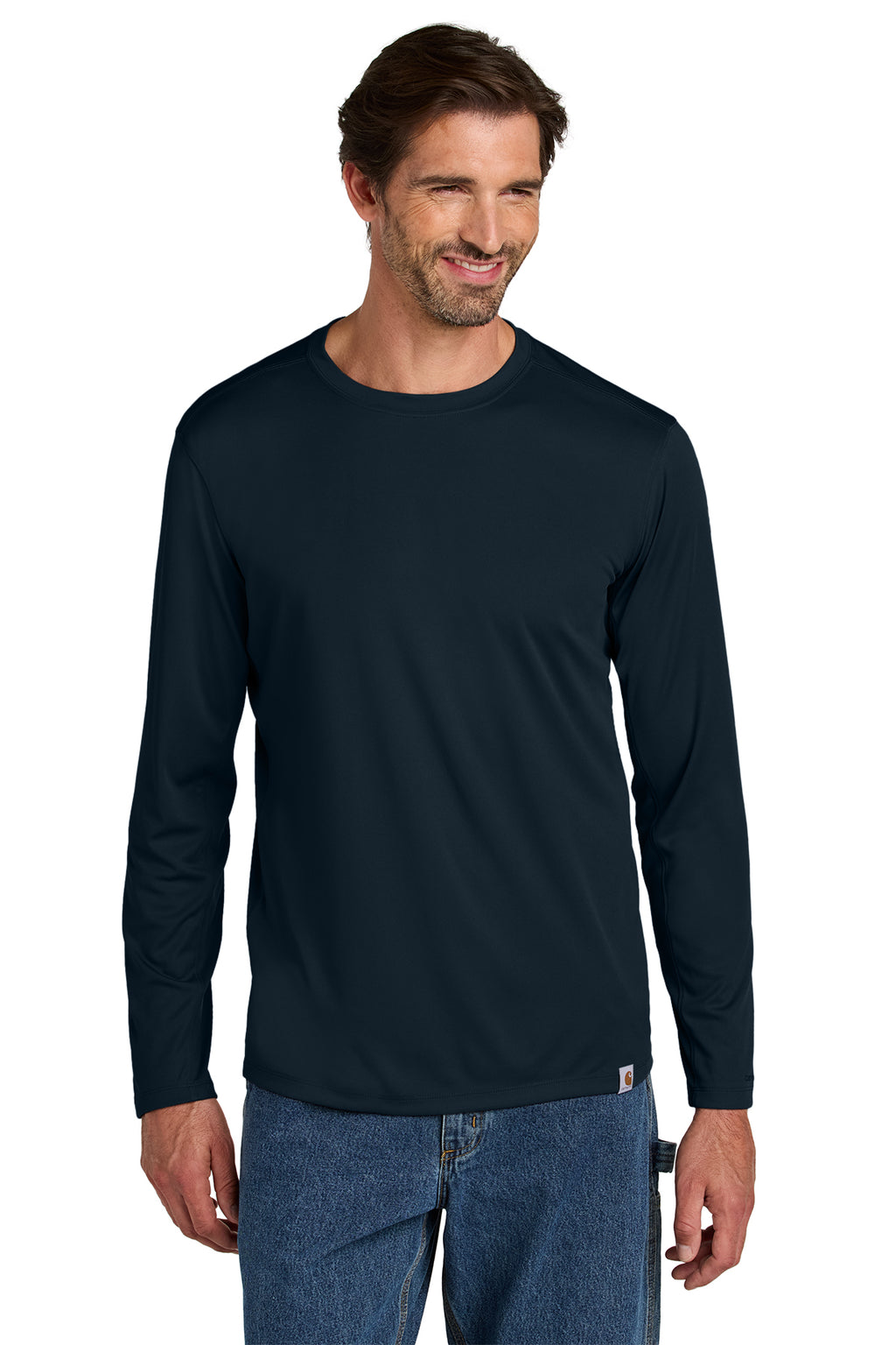 Carhartt Force Sun Defender Long Sleeve T-Shirt in Navy - custom logo apparel by Buckeye Branding Co.