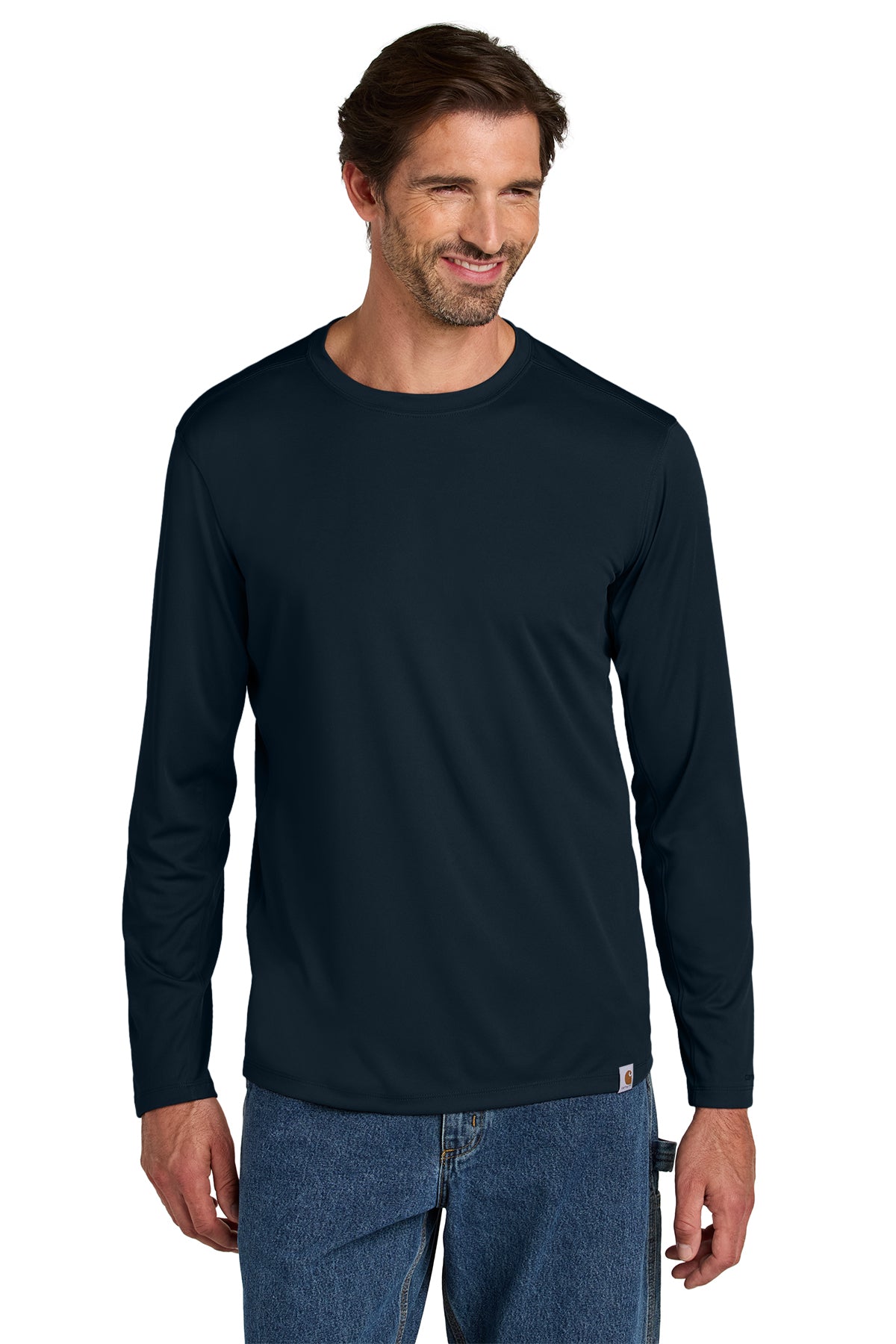 Carhartt Force Sun Defender Long Sleeve T-Shirt in Navy - custom logo apparel by Buckeye Branding Co.