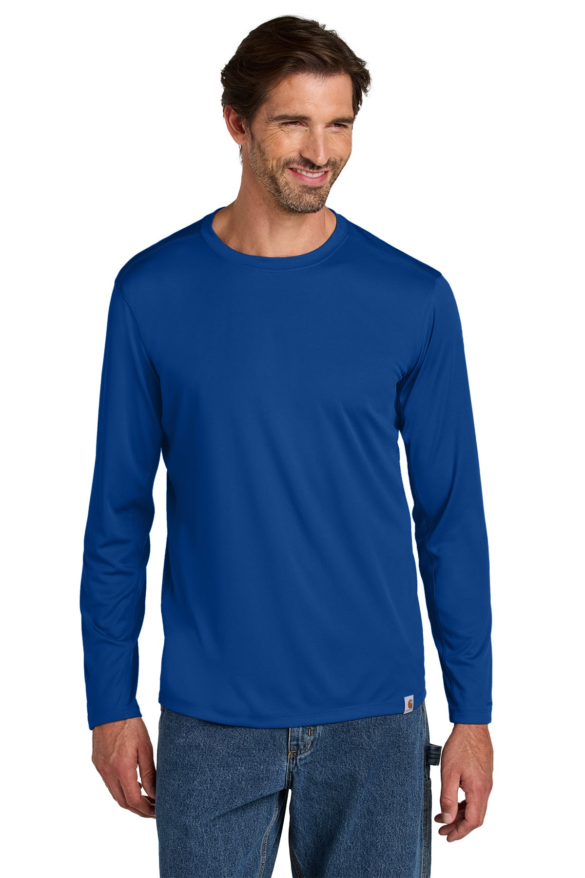 Carhartt Force Sun Defender Long Sleeve T-Shirt in Royal Glass Blue - custom logo apparel by Buckeye Branding Co.