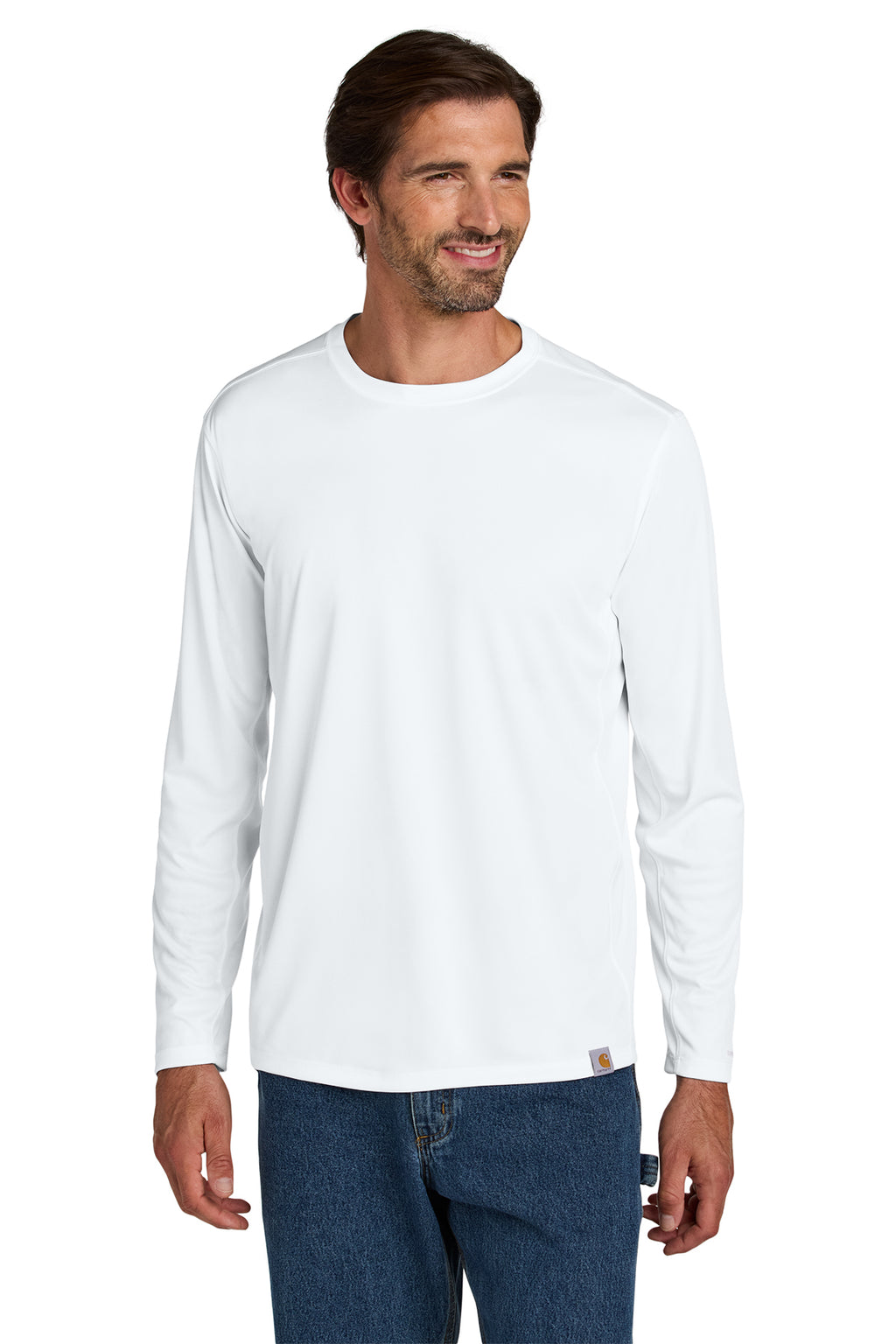 Carhartt Force Sun Defender Long Sleeve T-Shirt in White - custom logo apparel by Buckeye Branding Co.