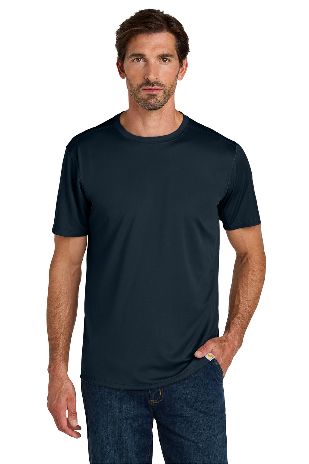 Carhartt Force Sun Defender Short Sleeve T-Shirt in Navy - custom logo apparel by Buckeye Branding Co.