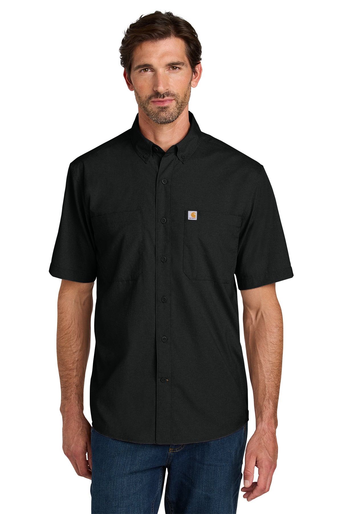 Carhartt Force Sun Defender Short Sleeve Shirt in Black - custom logo apparel by Buckeye Branding Co.