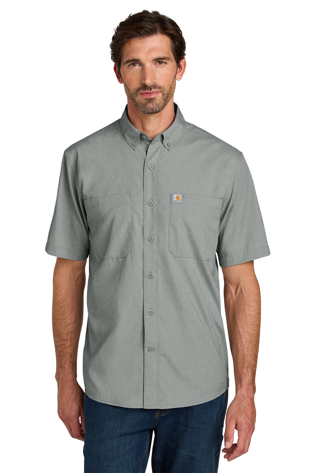 Carhartt Force Sun Defender Short Sleeve Shirt in Steel - custom logo apparel by Buckeye Branding Co.