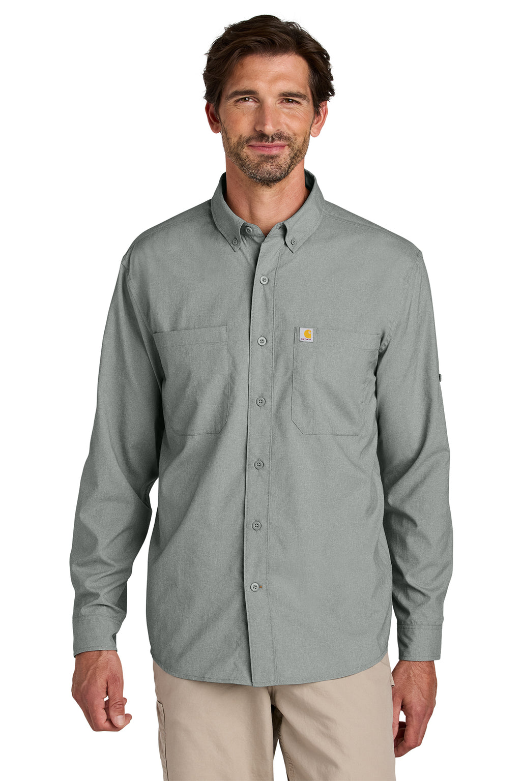 Carhartt Force Sun Defender Long Sleeve Shirt in Steel - custom logo apparel by Buckeye Branding Co.