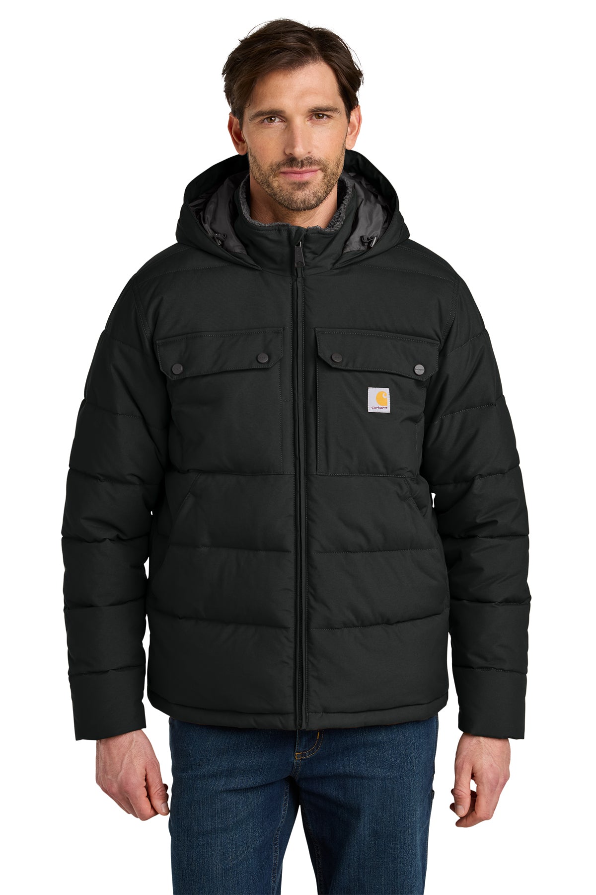 Carhartt Montana Insulated Hooded Jacket in Black - custom logo apparel by Buckeye Branding Co.
