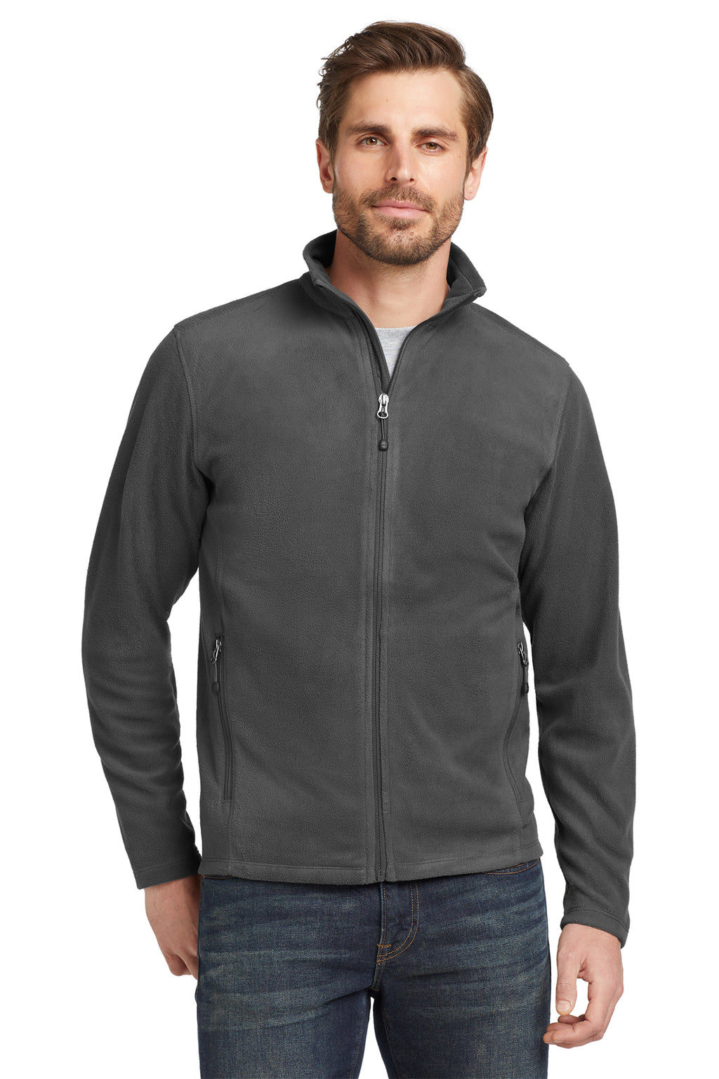 Eddie Bauer Full-Zip Microfleece Jacket in Grey Steel - custom logo apparel by Buckeye Branding Co.