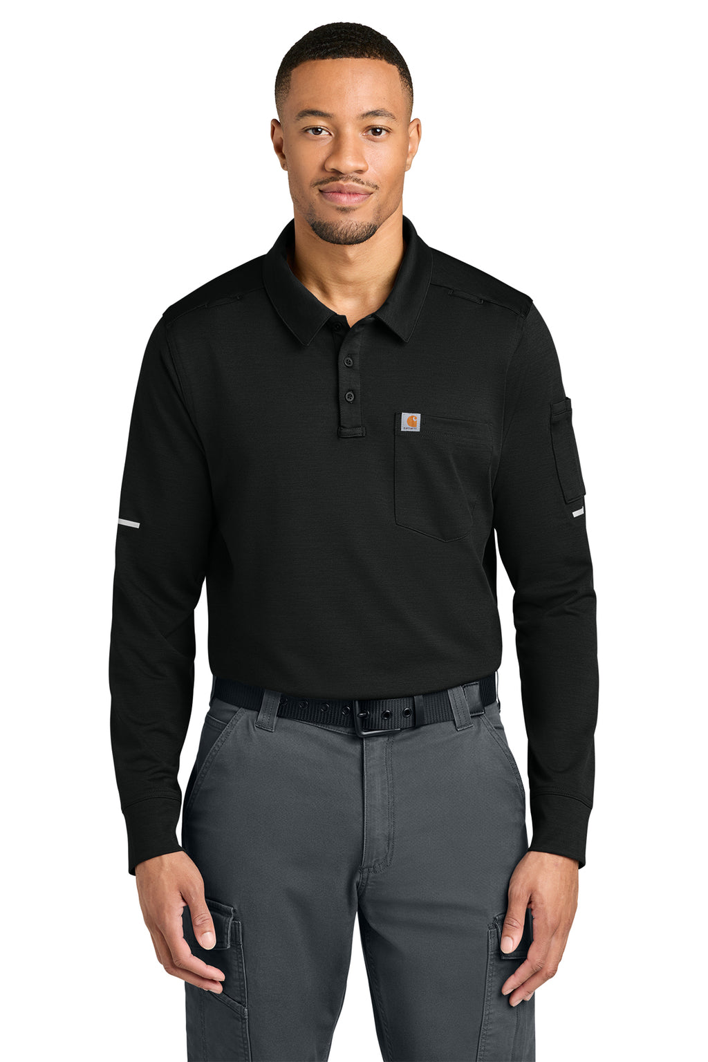 Carhartt FLD & RSCU Long Sleeve Polo in Black - custom logo apparel by Buckeye Branding Co.