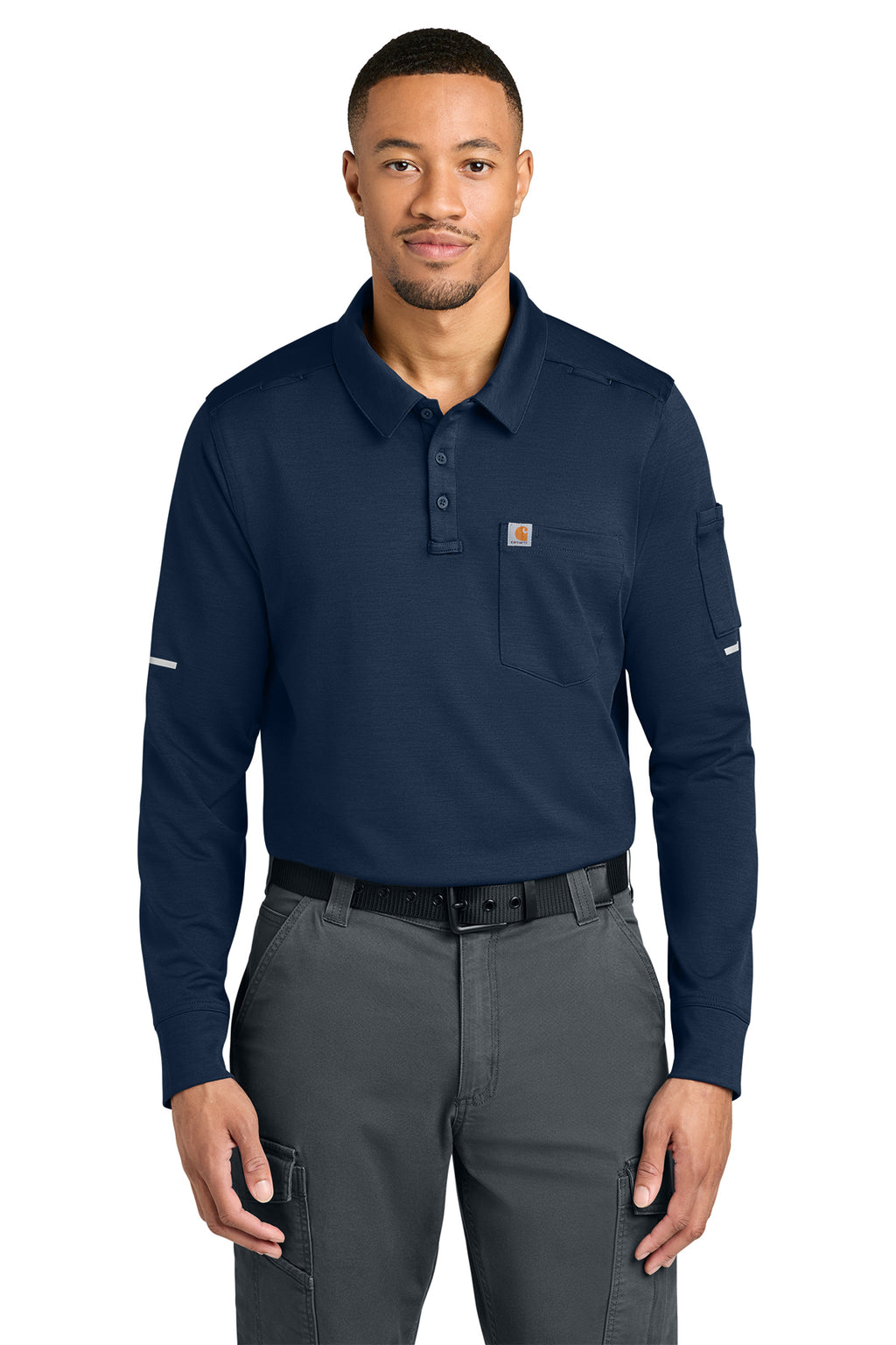 Carhartt FLD & RSCU Long Sleeve Polo in Dark Navy - custom logo apparel by Buckeye Branding Co.