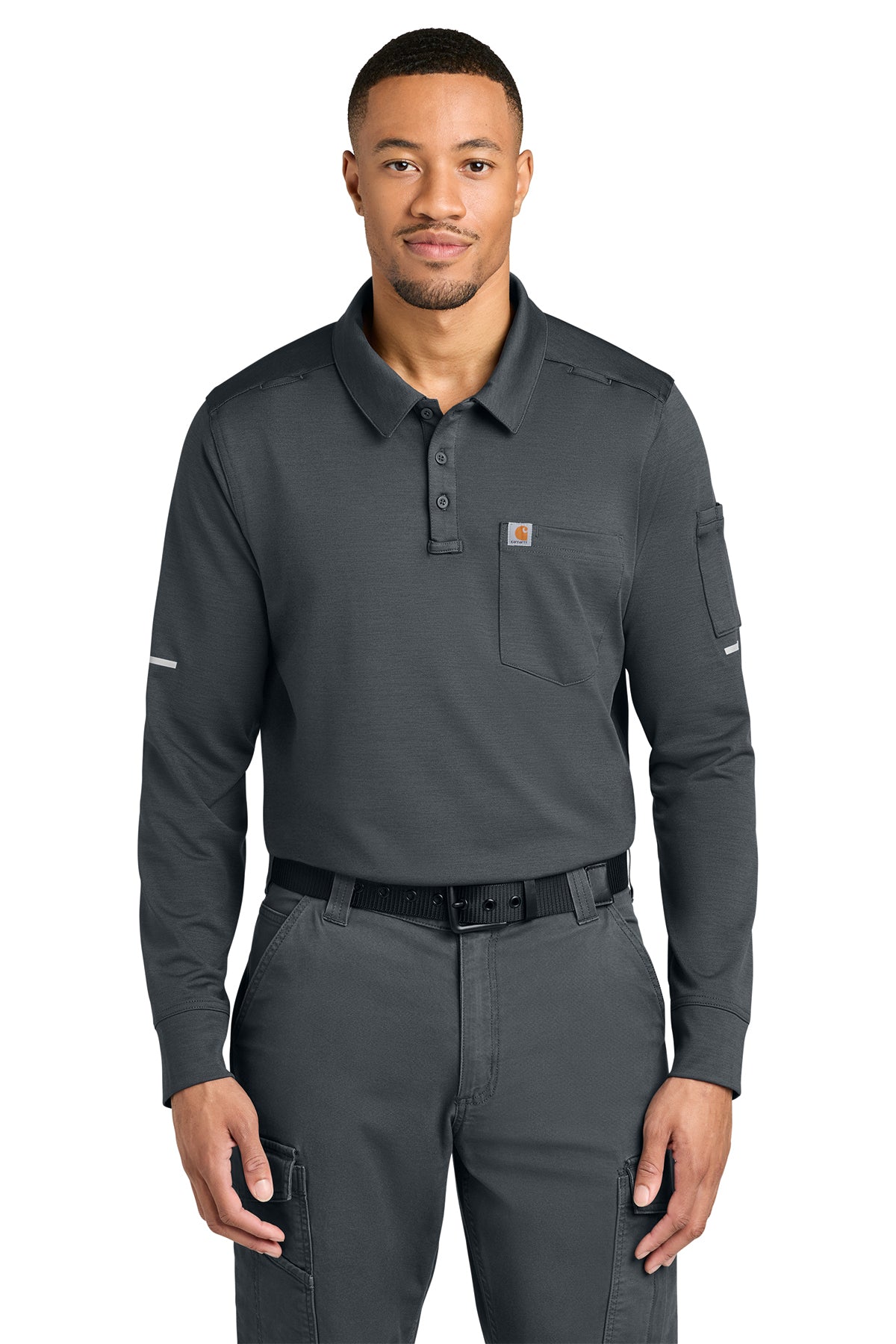 Carhartt FLD & RSCU Long Sleeve Polo in Pewter - custom logo apparel by Buckeye Branding Co.