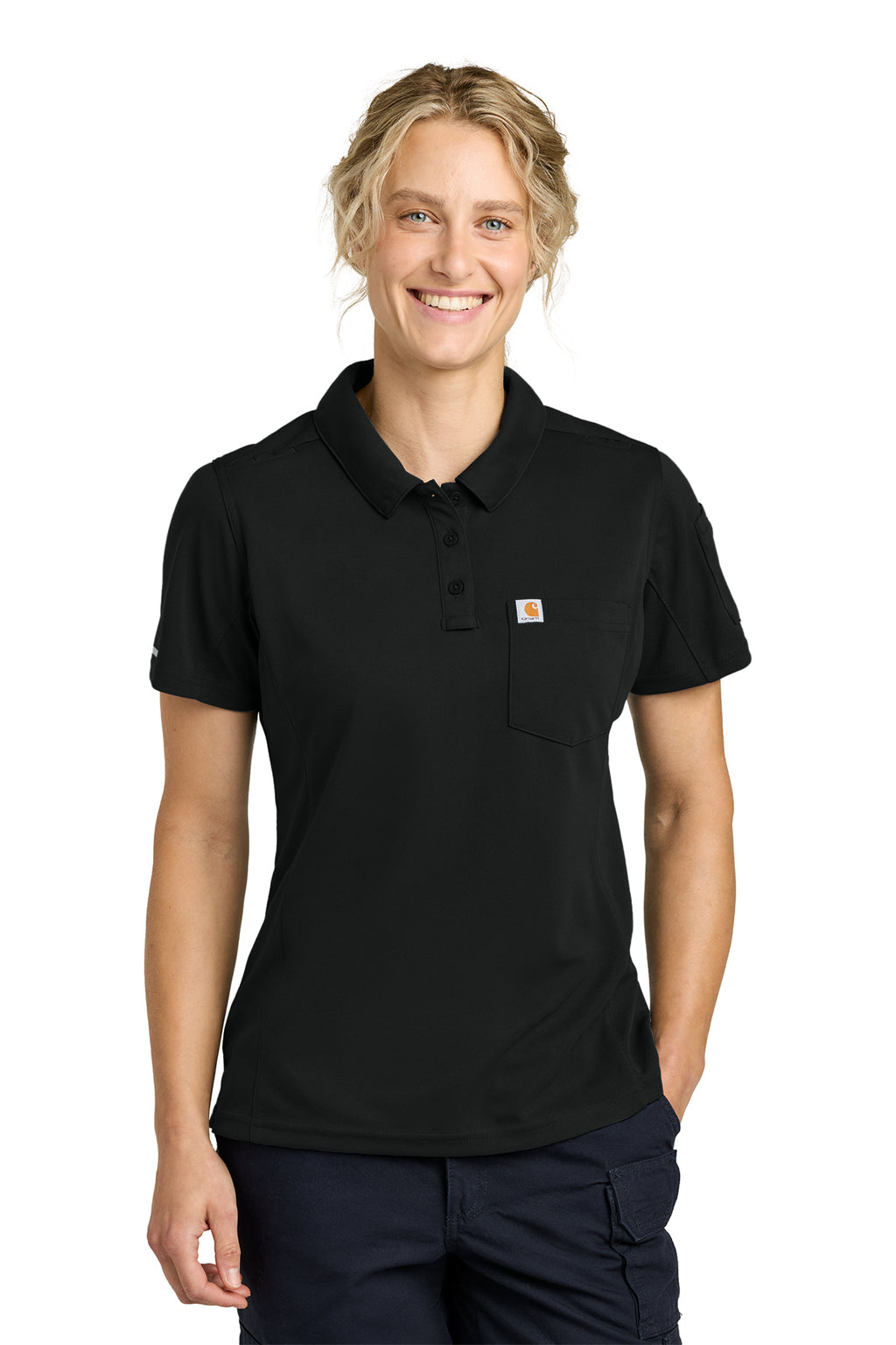 Carhartt Women's FLD & RSCU Polo in Black - custom logo apparel by Buckeye Branding Co.