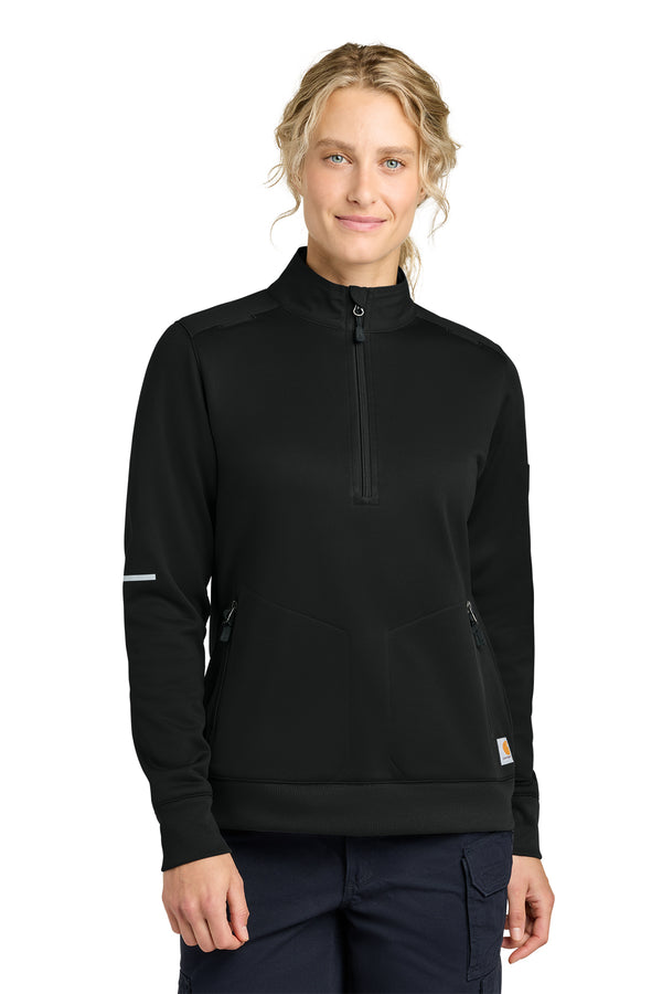 Carhartt Women's FLD & RSCU Half-Zip Mid-Layer in Black - custom logo apparel by Buckeye Branding Co.