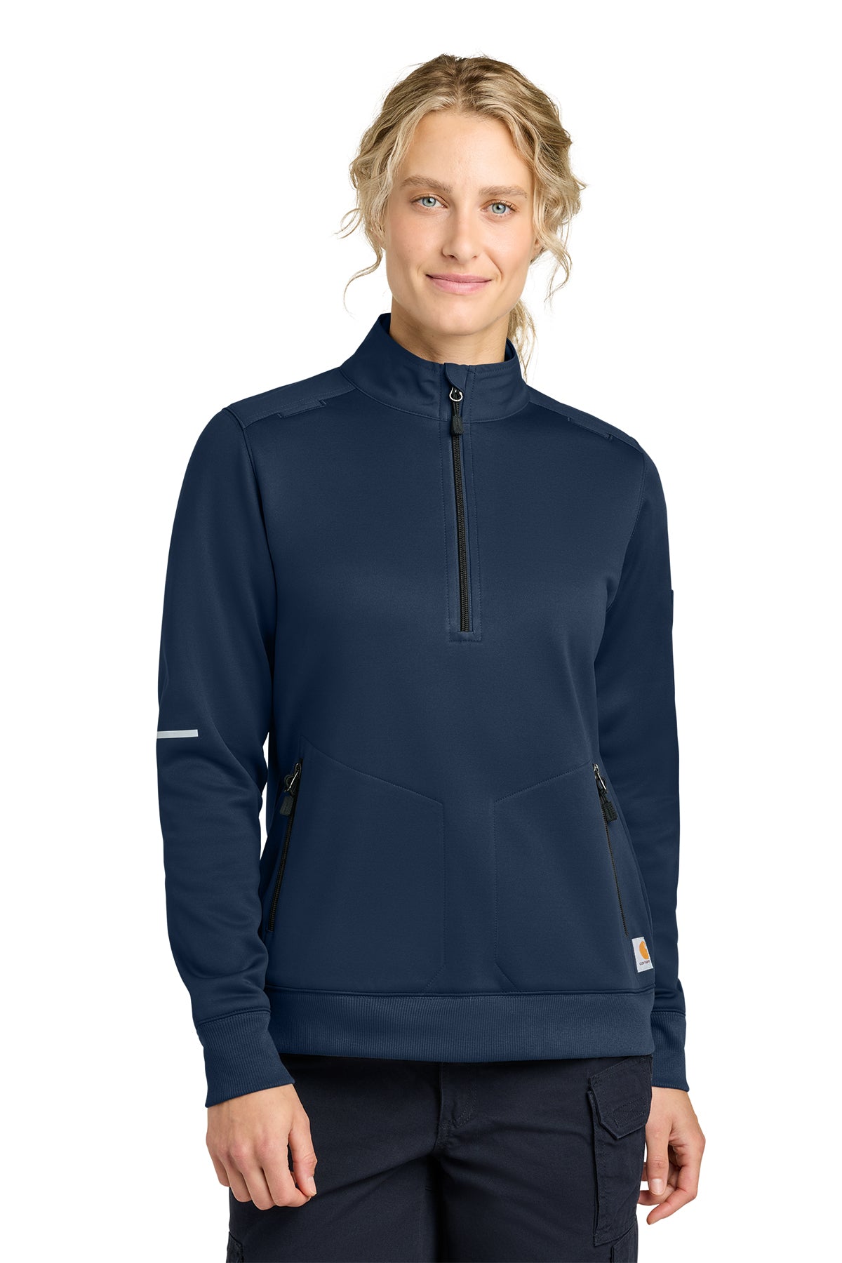 Carhartt Women's FLD & RSCU Half-Zip Mid-Layer in Dark Navy - custom logo apparel by Buckeye Branding Co.