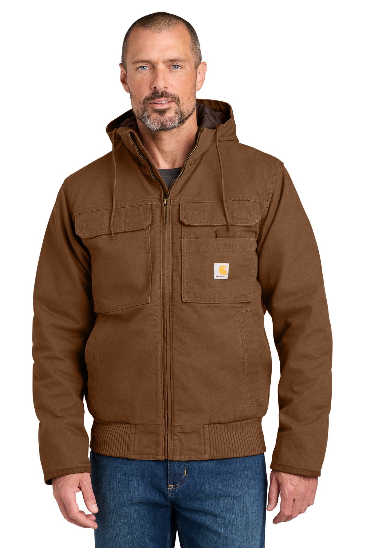 Carhartt Full Swing Washed Duck Active Jac in Red Duck Brown - custom logo apparel by Buckeye Branding Co.