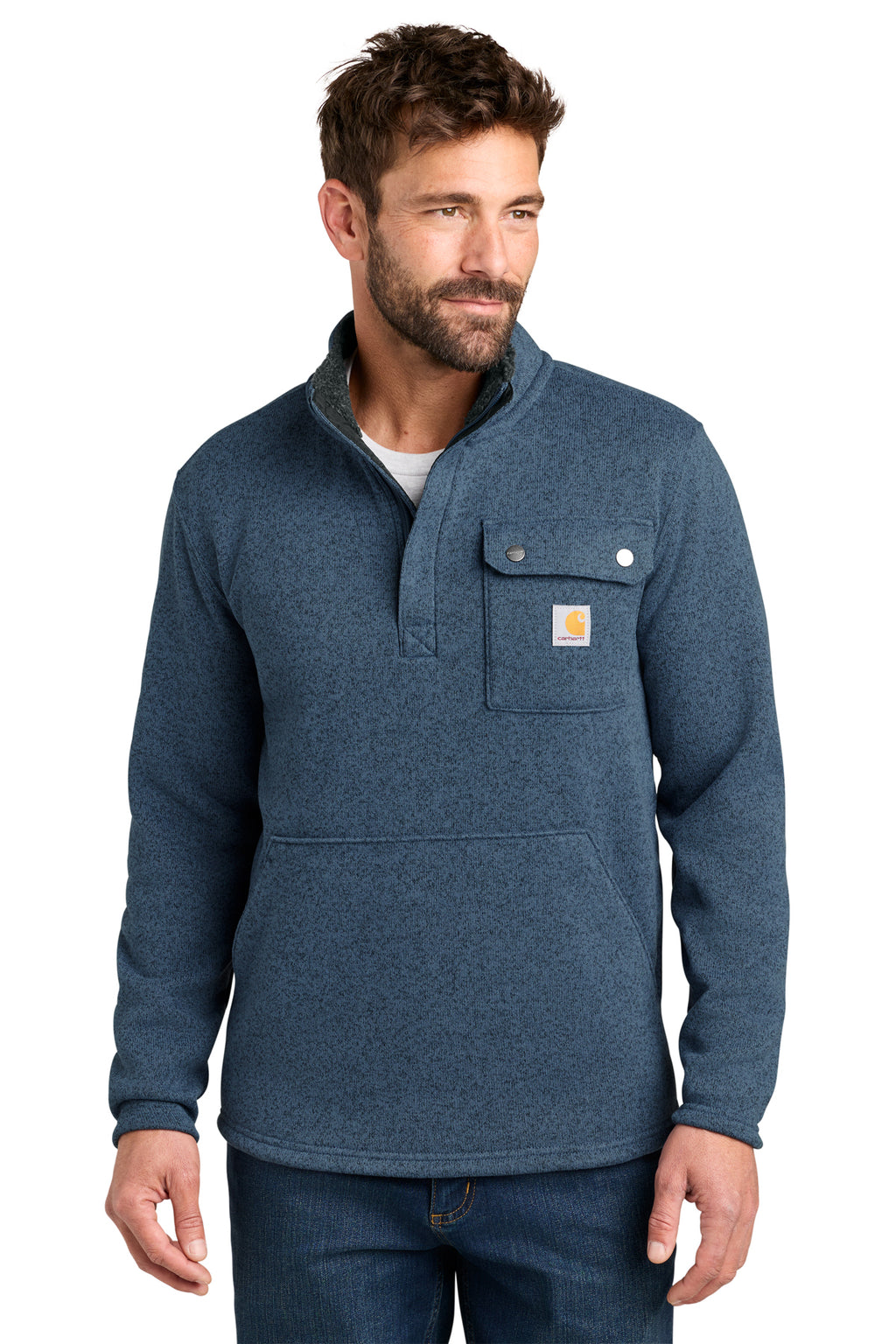Carhartt Midweight Quarter-Zip Sweater Fleece in Faded Navy - custom logo apparel by Buckeye Branding Co.