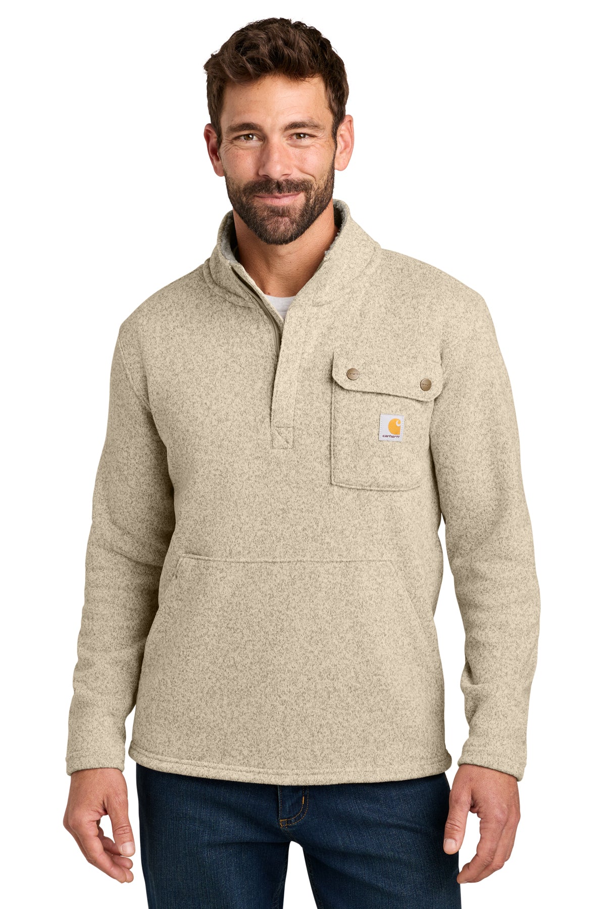 Carhartt Midweight Quarter-Zip Sweater Fleece in Oat Milk - custom logo apparel by Buckeye Branding Co.