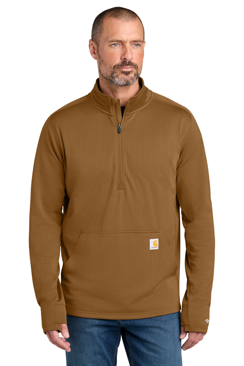Carhartt Force Half-Zip Grid Fleece in Carhartt Brown - custom logo apparel by Buckeye Branding Co.