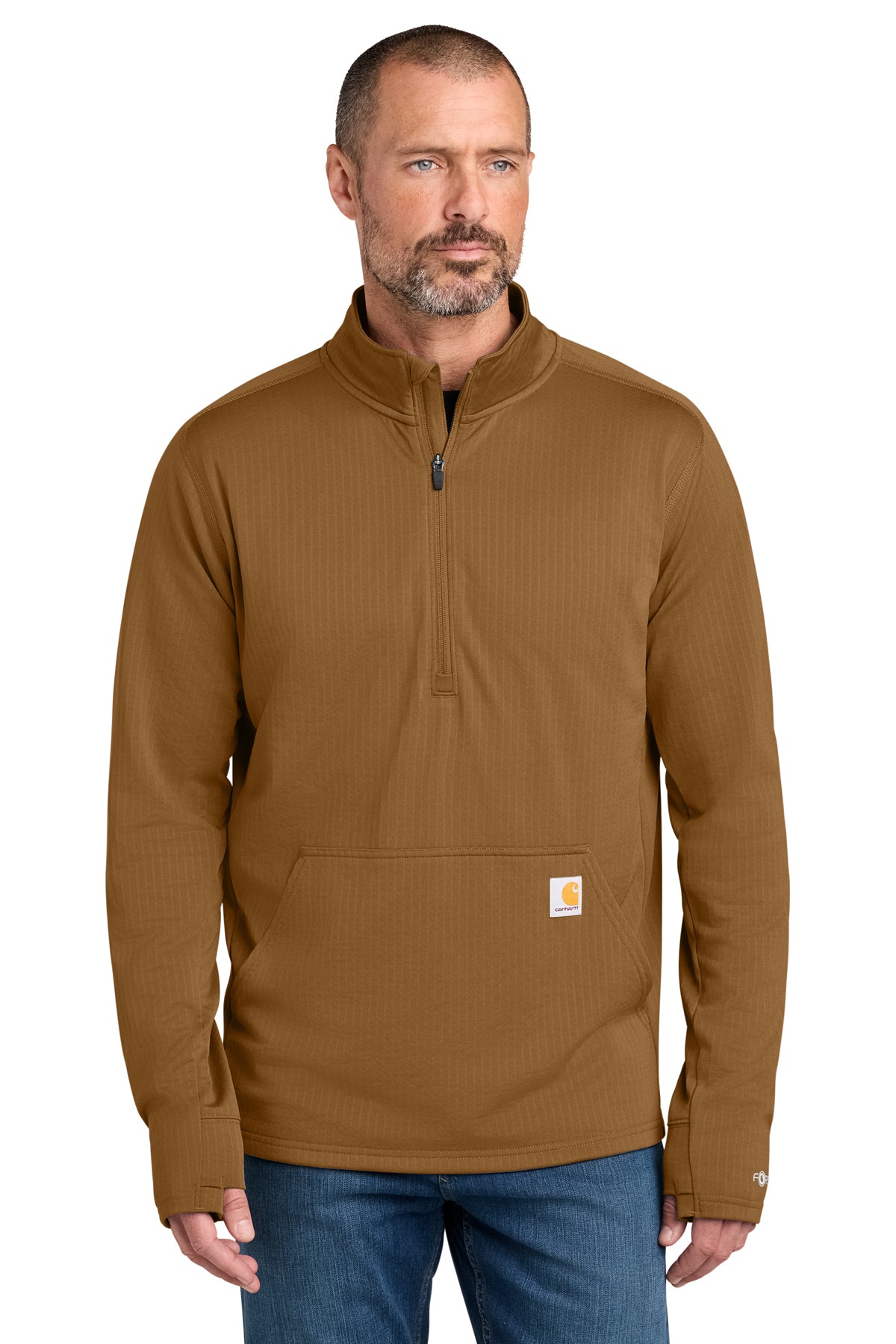 Carhartt Force Half-Zip Grid Fleece in Carhartt Brown - custom logo apparel by Buckeye Branding Co.