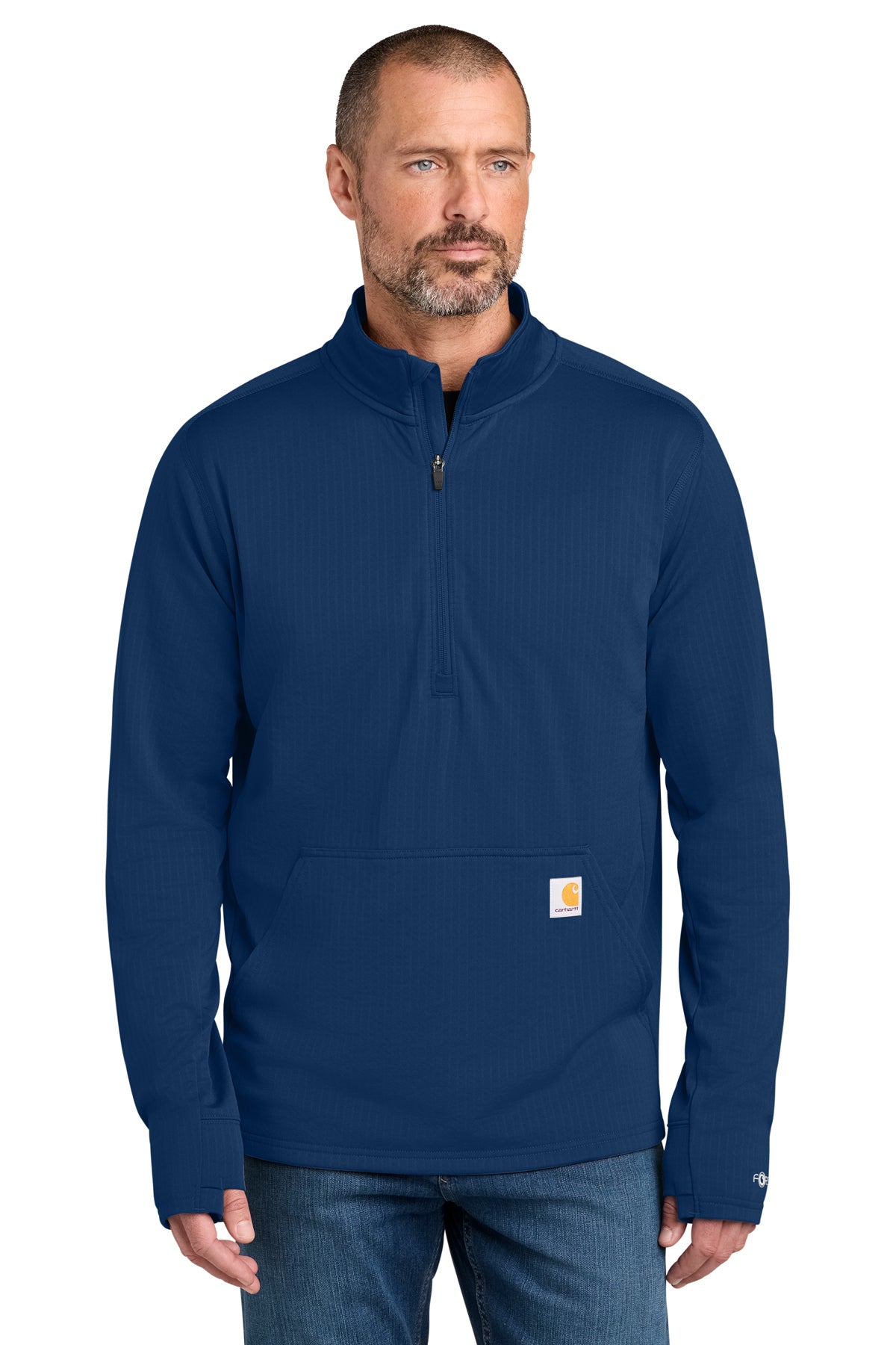 Carhartt Force Half-Zip Grid Fleece in Dark Cobalt Blue - custom logo apparel by Buckeye Branding Co.