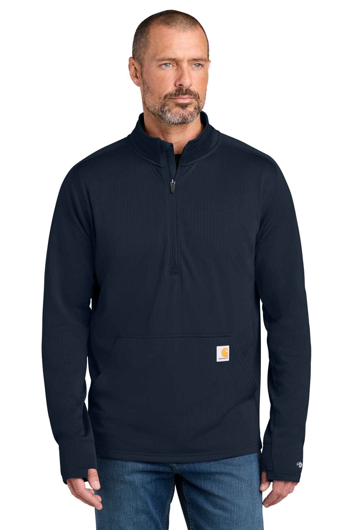 Carhartt Force Half-Zip Grid Fleece in Navy - custom logo apparel by Buckeye Branding Co.