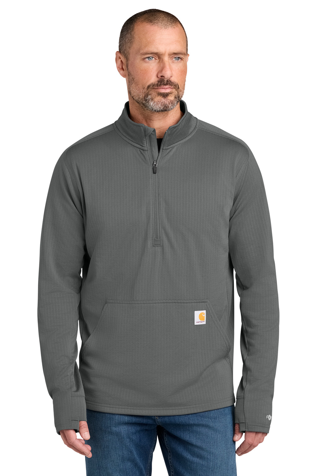 Carhartt Force Half-Zip Grid Fleece in Steel - custom logo apparel by Buckeye Branding Co.
