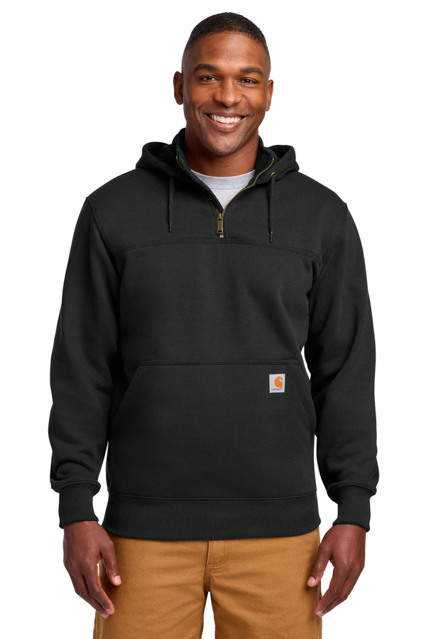 Carhartt Tall Rain Defender Paxton Heavyweight Hooded Quarter-Zip Mock Sweatshirt in Black - custom logo apparel by Buckeye Branding Co.