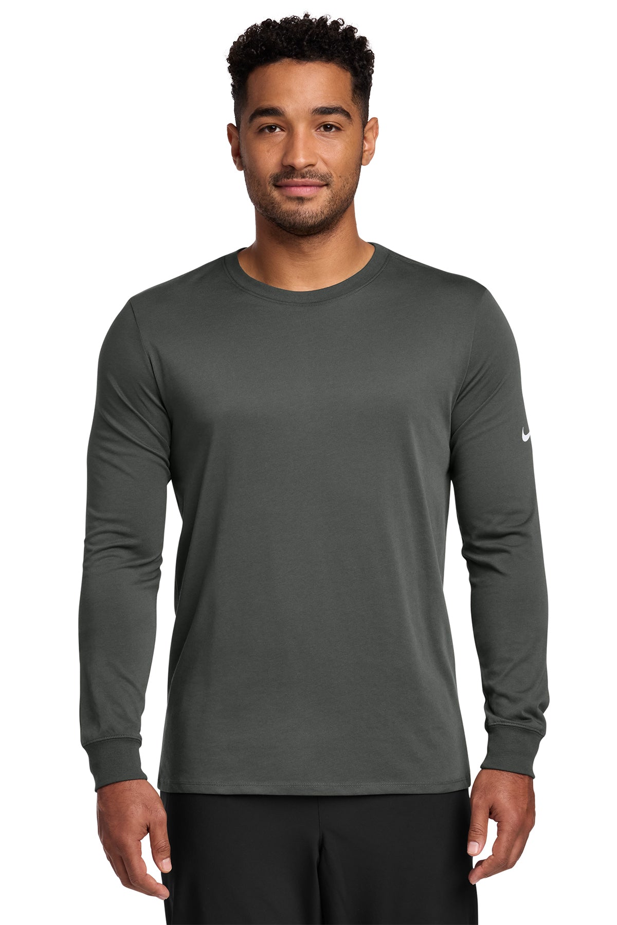 Nike Dri-FIT Cotton/Poly Long Sleeve Tee in Anthracite - custom logo apparel by Buckeye Branding Co.