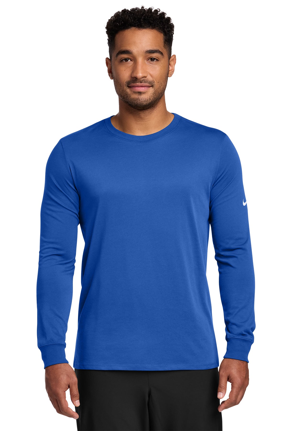 Nike Dri-FIT Cotton/Poly Long Sleeve Tee in Rush Blue - custom logo apparel by Buckeye Branding Co.
