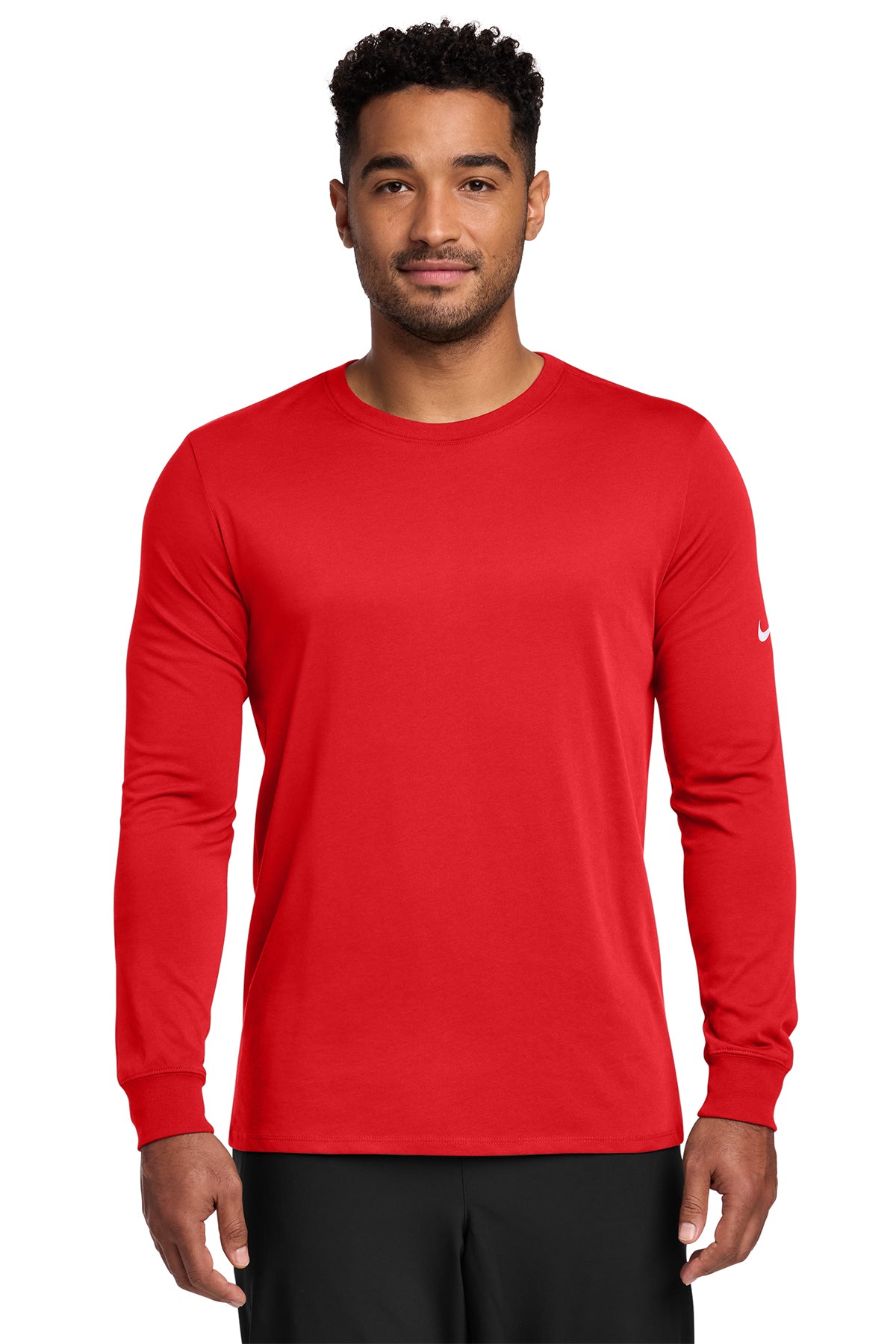 Nike Dri-FIT Cotton/Poly Long Sleeve Tee in University Red - custom logo apparel by Buckeye Branding Co.